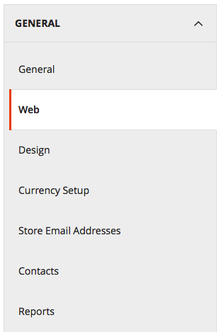 Select &ldquo;Web&rdquo; from the &ldquo;General&rdquo; menu.